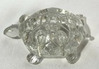 Vintage Clear Glass Turtle Flower Frog 7 Holes Mcm 