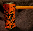 Vintage Halloween C1930 Noisemaker Rachet Bobbing For Apples Tin Ex Carpentier