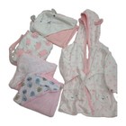 Baby Girl Bath Set Lot 5 Pcs Hooded Robe 4 Hooded Towels Disney Baby Sheep Pink 