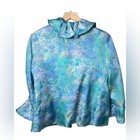 Frascara 00  Silk Formal Jacket And Shell Blue Ruffles Women   s Size 10