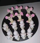 Lot 14 Vintage Tiny Miniature White Mice Figurines Plastic 