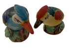 Bird Salt   Pepper Shaker Set Vintage Figural Marked Japan W-corks Bright Colors
