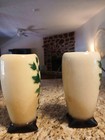 Set Of Two Vintage Royal Copley Ivy Footed Vases Planter Pottery Green white 7 