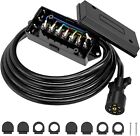 8ft Rv Trailer Cord 7 Way Plug Inline Junction Box 7-pole Wiring Harness Kit