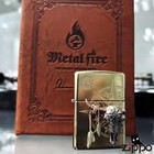 Cow Skull Feather Lighter Pure Copper Emblem Zippo Kerosene Windproof Gift