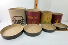 Set Of 4 Primitive Cardboard Farmhouse Round Nesting Boxes With Lids