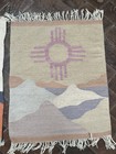 Pair Vtg New Mexican Santana Salazar Zia Sun Symbol Textile Rug Weaving
