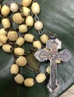 18  Old Carved  And Plain Beads Celluloid Rosary  father Forgive Them 