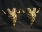 Brass Ram Heads Devil Heads    rare Find    Set Of 2 Around 1940   s Or Earlier 