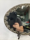 Antique Serving Plateau W  A Mirrored Surface   Scroll Embossed Border