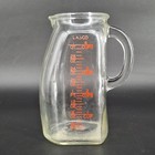 Glasco Potbelly Glass Measuring Pitcher 4 Cups 1 Quart Usa Vintage Red Lettering