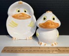 Vintage 2 Piece Bathroom Vanity Set White Ducks Soap Dish   Toothbrush Holder 