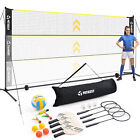 5 1-7 4  Portable Pickleball Volleyball Badminton Set 17ft Sports Net With Poles