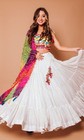 White Mirror Embroidered Lehenga Choli Set Multicolor Festive Wedding Wear