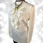 Luxury Style Silky White Ruffled Front Tie Blouse  Chic  90s Style