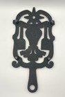 Black Cast Iron Dutch Hearts And Bird Pattern Trivet