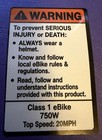 Oem Style Ebike Class 1   750 Watts Sticker Decal