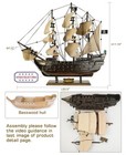 Sailingstory Wooden Pirate Ship Model Black Pearl Sailing Ship Sailboat Decor   