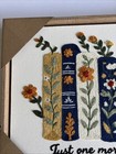 New Bp Home Woven Embroidered Textile Wall Art Books Flowers 15    X 12   