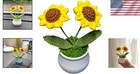 Handcrafted Mini Crochet Sunflower In Potted Decor For Gifts   Home Decoration