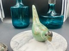 Mexican Folk Art Hand Painted Sage Green Bird Signed