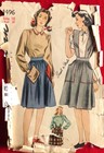 Vintage 1940s Skirt Pattern Blouse Jumper Simplicity 4496 Size 18