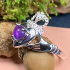 Claddagh Celtic Amethyst Ring Irish Ireland Promise Engagement 925 Love Purple