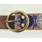 Lucky Brand Belt Sz Med Embroidered Leather Boho Hippie Retro Wide Brown Blue