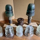 Lot Of 12 Antique Insulators   Hemingray Locke Glass Ceramic Teal   Free Ship 