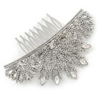 Bridal  Prom  Wedding  Party Rhodium Plated Clear Austrian Crystal Floral Side