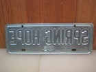 Rare Spring Hope North Carolina City License Plate Tag Nc B8680