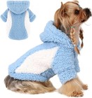 Small Dog Hoodie Sweater With Hat Warm Soft Pet Clothes Winter Coat Blue