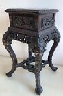 19th Century Antique Chinese Hand Carved Hardwood Marble Table Stand