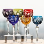 8oz Boho Wedding Water Wine Goblet Hand Cut Color Crysta Glasses Of 1 Stemware