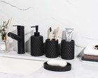 Bathroom Accessory Set - 6 Pcs Black Bathroom Accessories Set With Trash Can 