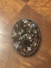 Schreiner Signed Oval Cluster Rhinestone Crystal Brooch Pin Silver Gray Clear