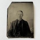 Antique Tintype Photograph Dapper Poised Young Man