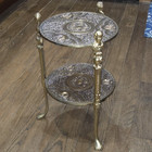1950s Brass 2-tier Plant Stand Art Noveau Victorian Cherub Claw Foot Table 19 