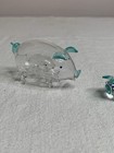 Hand Blown Glass Pig In A Pig Figurine  With Baby Blue Ears tail  lot