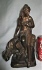 Antique Sign R tion De Sauvage French Bronze Nude Lady Goat Art Statue Sculpture