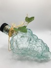 Wine Decanter Grapes Cluster Glass Bottle Decorative Blue Tint Grape Decor Vtg 