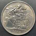 1887 Queen Great Britain Victoria Jubilee Crown Silver Coin
