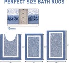 Bathroom Rug Sets - 3 Piece Shower Mats With U-shaped Contour