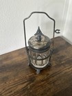 Antique Victorian Pickle Glass Jar   Holder Triple Plated Aurora Silver Co  19th