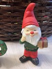 Christmas Elves Gnomes Lot Of 3 Ceramic Figurines Vtg 1970s Retro Whimsical