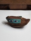 Vintage Native American Indian Beaded Leather Change Coin Purse Moccasin Zipper