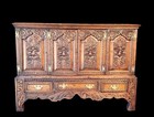 French Renaissance Style Carved Walnut Antique Server Sideboard Buffet