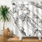 Marble Shower Curtain For Bathroom abstract Marble Texture Bath Grey And White