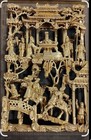 Beautiful Large Antique Chinese Hand Carved   Gilt Battlefield Wood Panel Obo