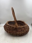 Vintage Handmade Woven Wicker Basket Oval Large Rustic Decor Storage 16x14 Inch